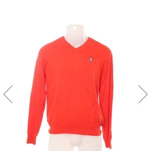 NWT Psycho Bunny Paris Pimma Cotton Men's Red V-Neck Sweater Long Sleeve S